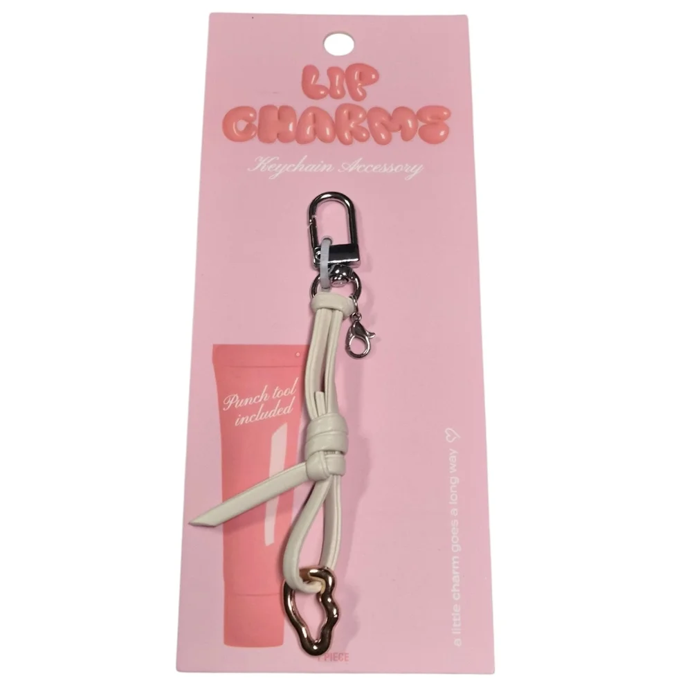 Lip Charms Lip Gloss Keychain Accessory Heart Charm w Punch Tool New